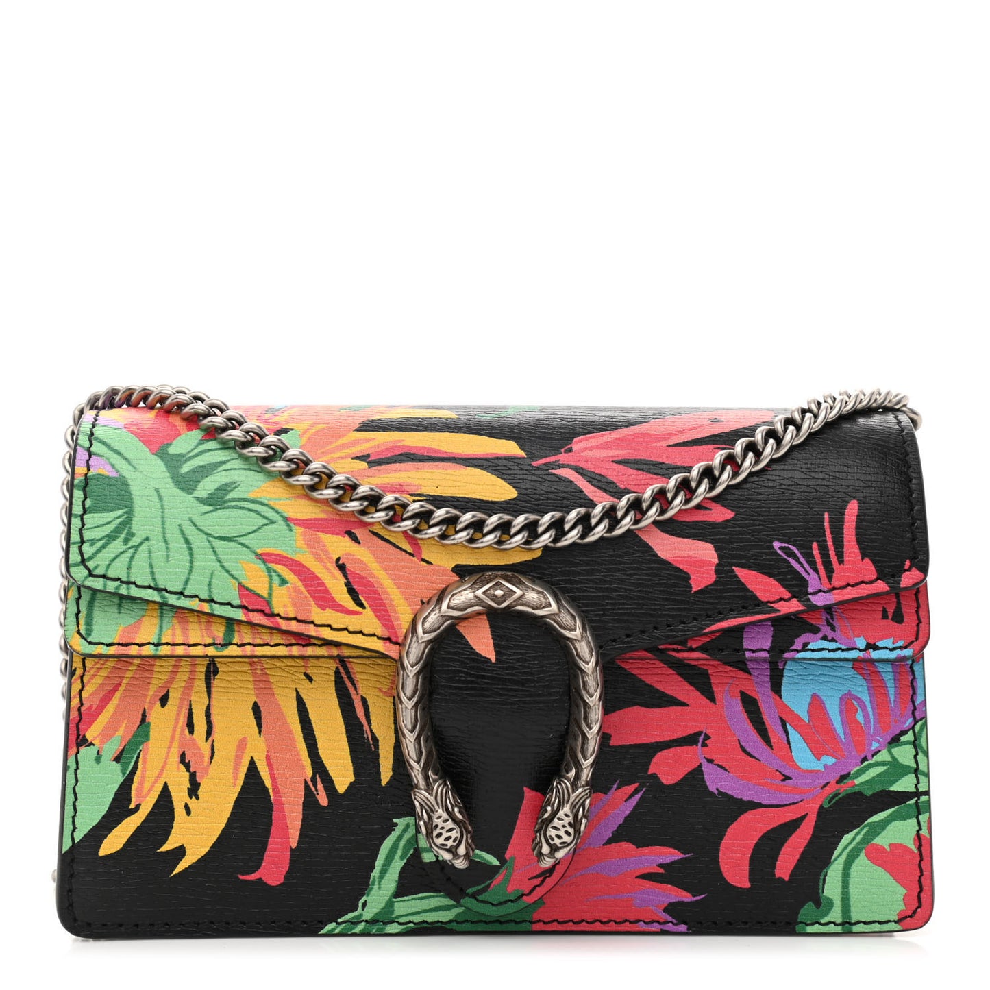 X KEN SCOTT New Shangai Calfskin Jenny Floral Print Super Mini Dionysus Shoulder Bag Black Pink