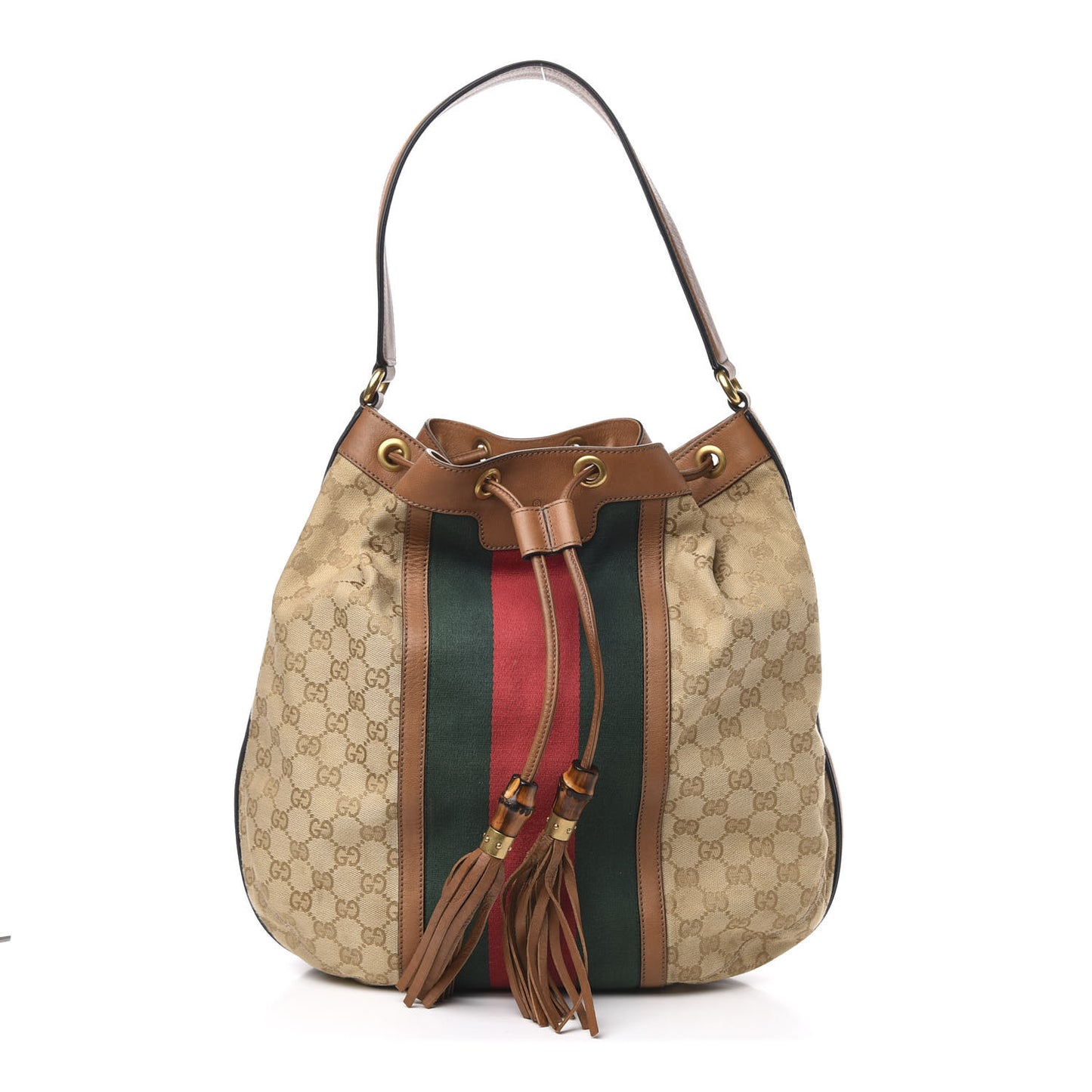 Monogram Web Rania Drawstring Shoulder Bag Sand