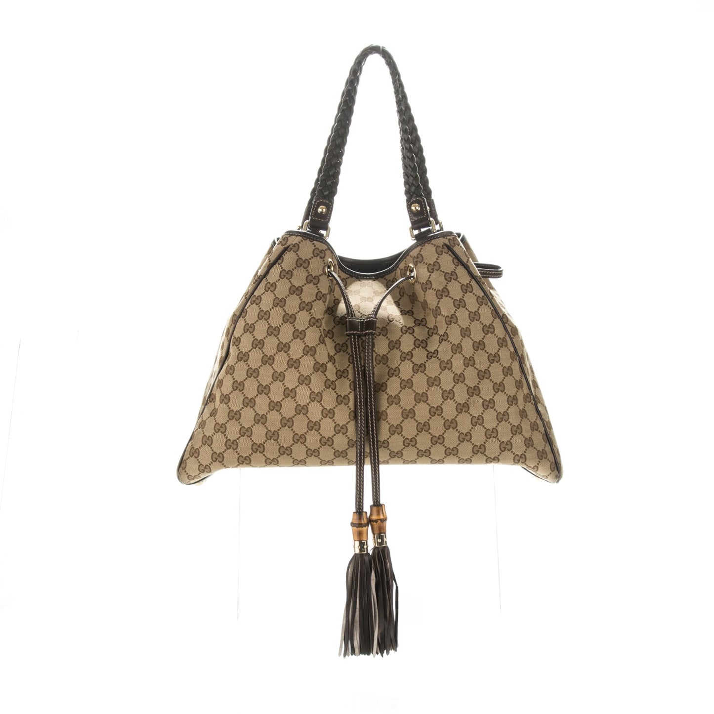 Monogram Peggy Braided Tote Dark Brown
