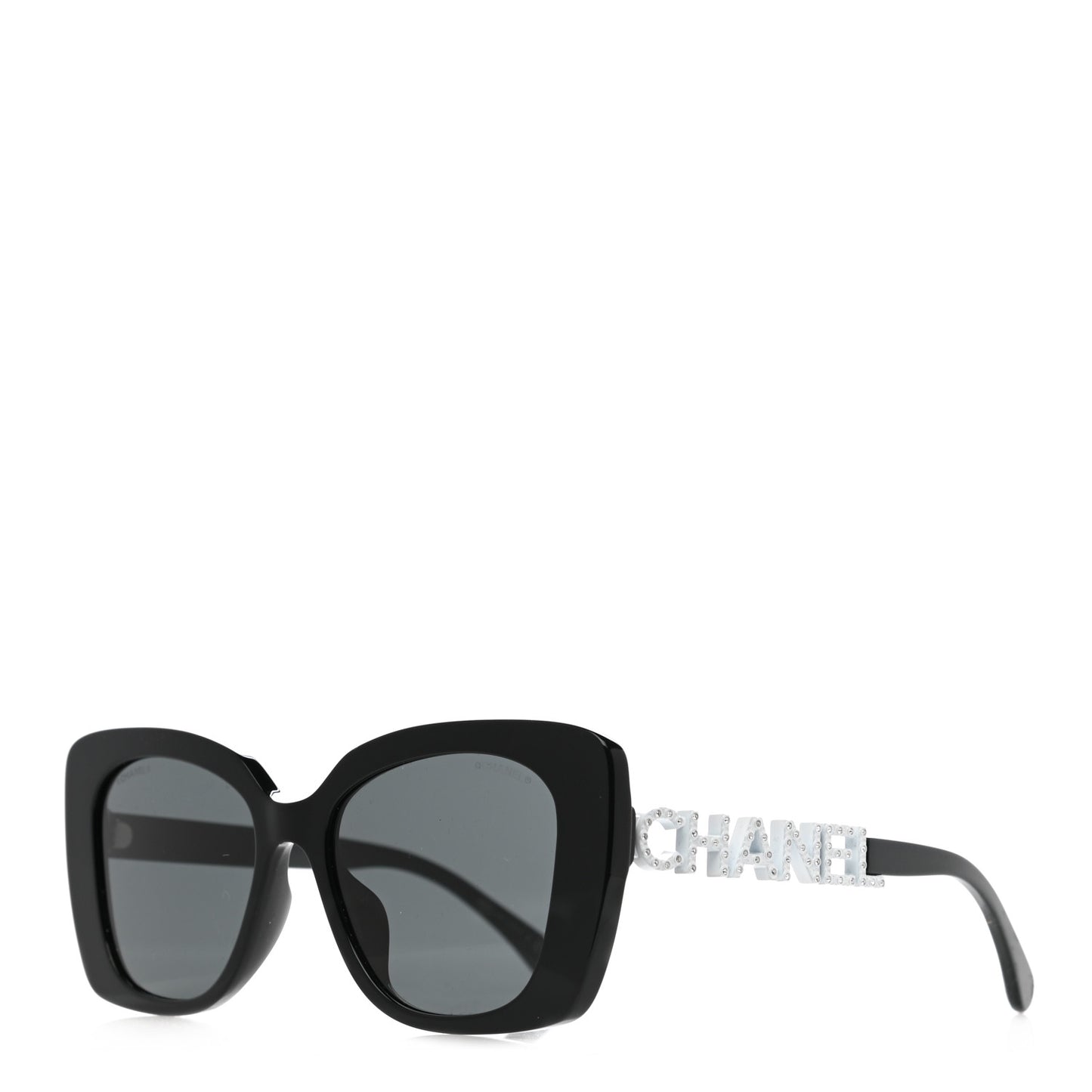 Acetate Strass Square Sunglasses 5422-B-A Black White