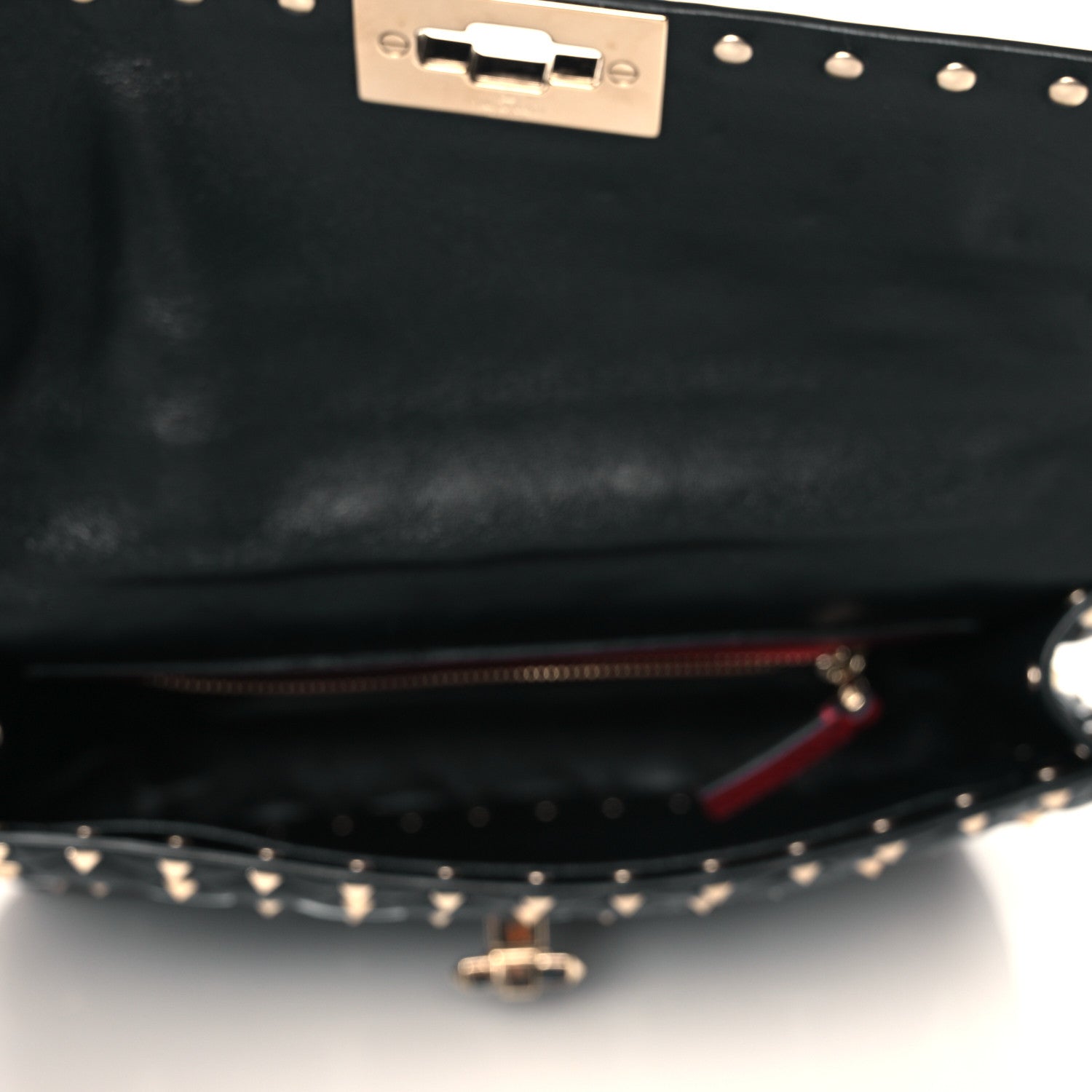 Valentino Garavani Lambskin VLTN Print Medium Rockstud Spike Shoulder Bag Black 5 of 9