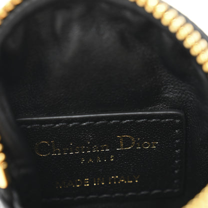 Christian Dior Supple Calfskin Cannage Round Detachable Caro Coin Purse Black 6 of 8