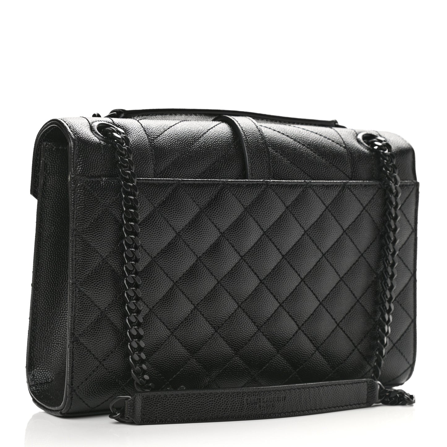 Grain De Poudre Textured Mixed Matelasse Triquilt Medium Monogram Satchel Black