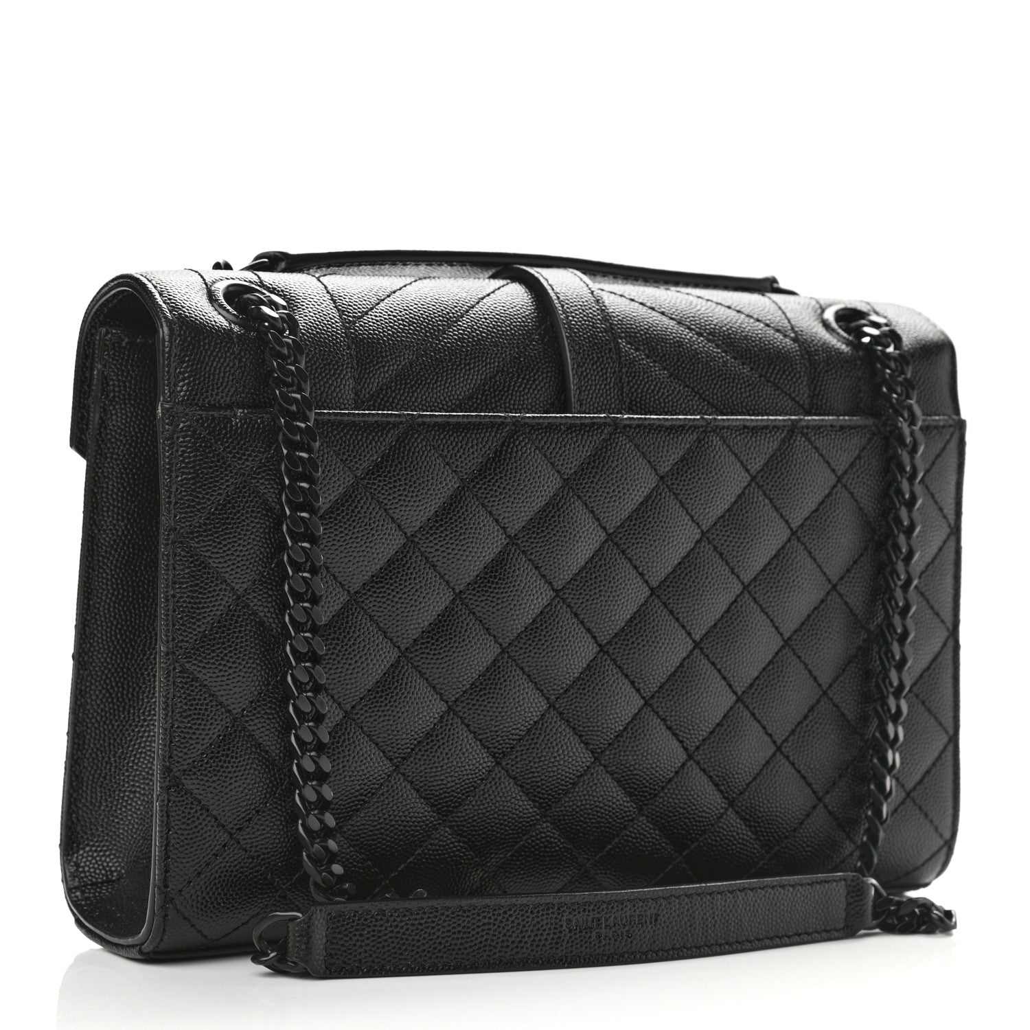 Saint Laurent Grain De Poudre Textured Mixed Matelasse Triquilt Medium Monogram Satchel Black 3 of 12