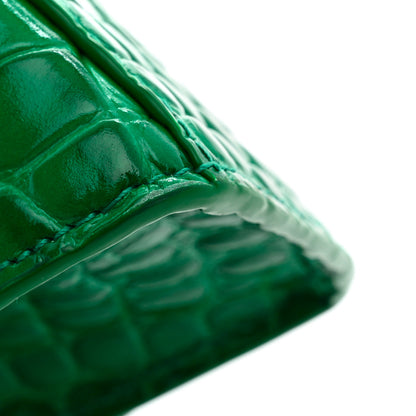 Balenciaga Shiny Calfskin Crocodile Embossed Hourglass Top Handle Bag XS Jade 10 of 10