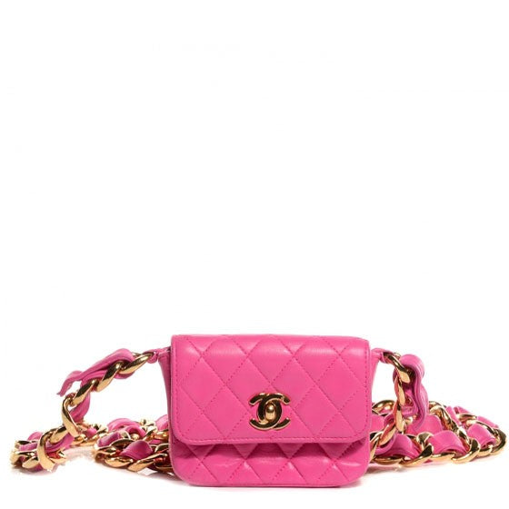 Chanel Lambskin Quilted Micro Mini Flap Hot Pink 1 of 8