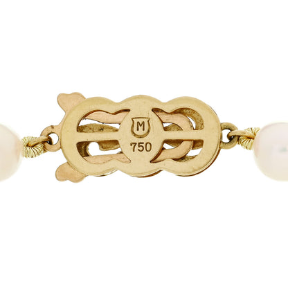 Mikimoto 18K Yellow Gold Akoya Cultured Pearl 6-6.5mm Strand Bracelet 4 of 4