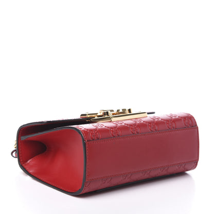 Gucci Guccissima Small Padlock Shoulder Bag Hibiscus Red 5 of 14
