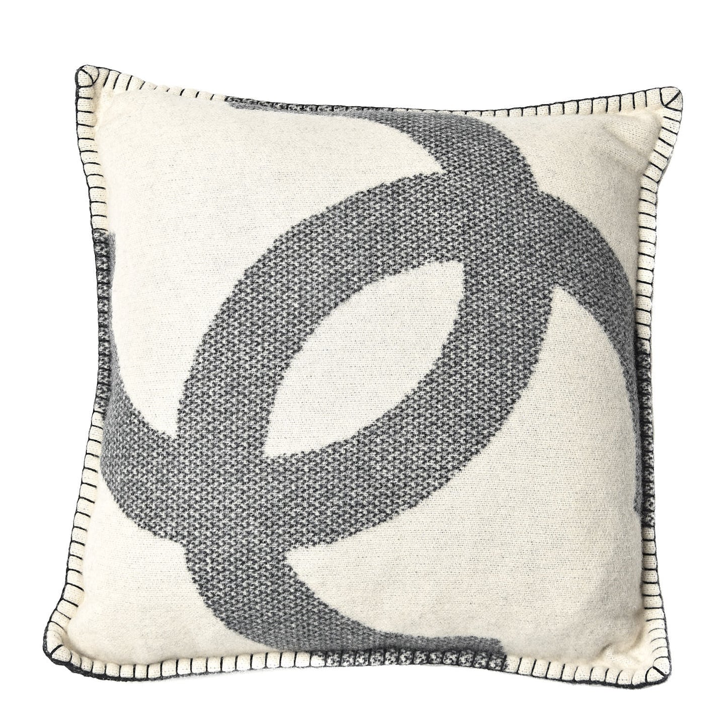 Merino Wool Cashmere CC Pillow Black Beige