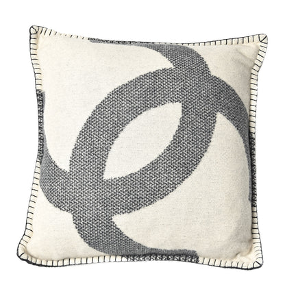 Chanel Merino Wool Cashmere CC Pillow Black Beige 1 of 3