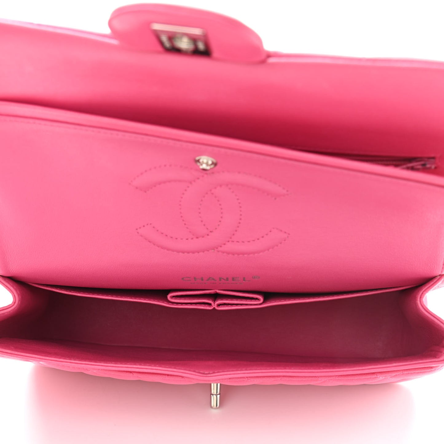 Lambskin Quilted Medium Double Flap Pink