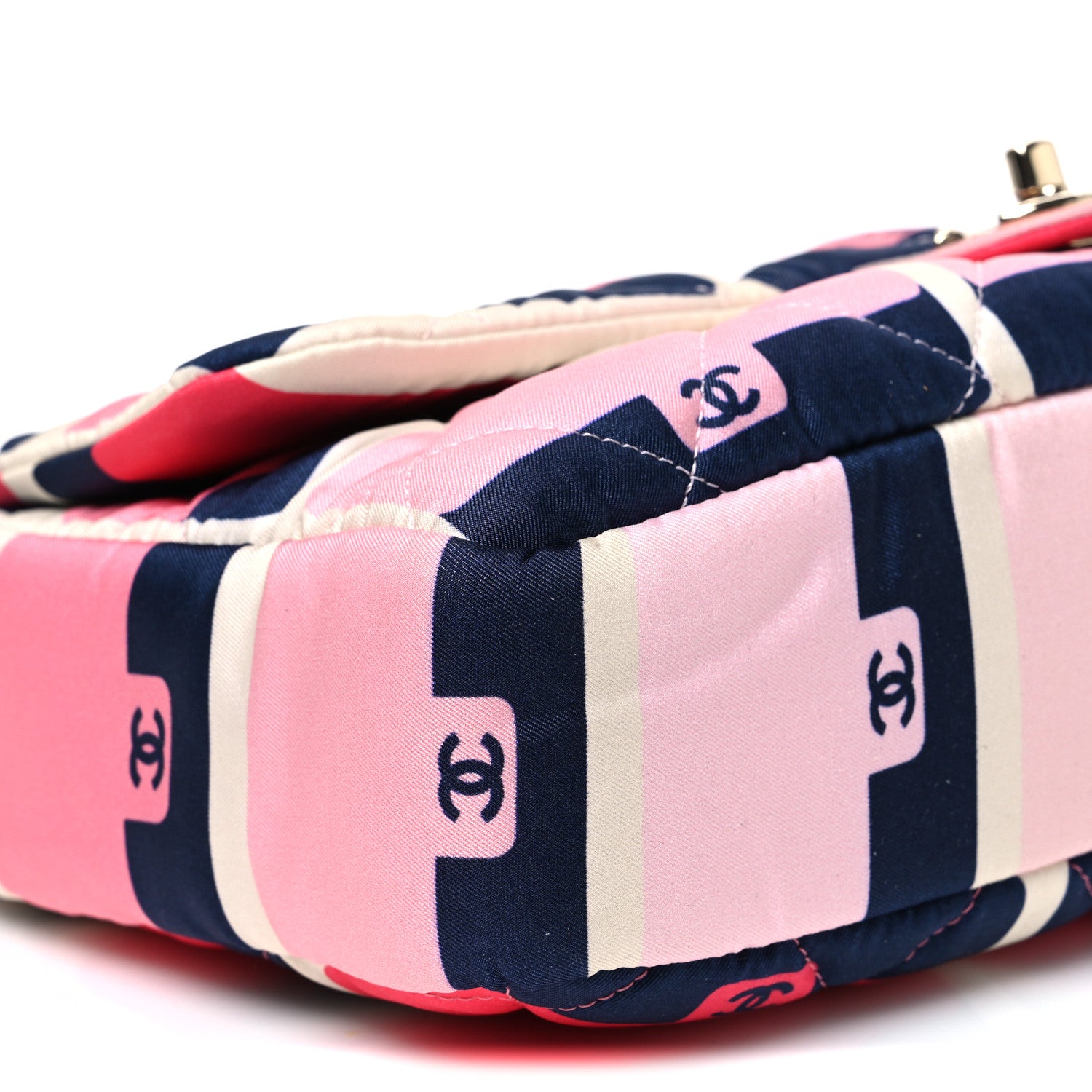 Chanel Nylon Printed Medium Flap Pink Navy White 9 of 10