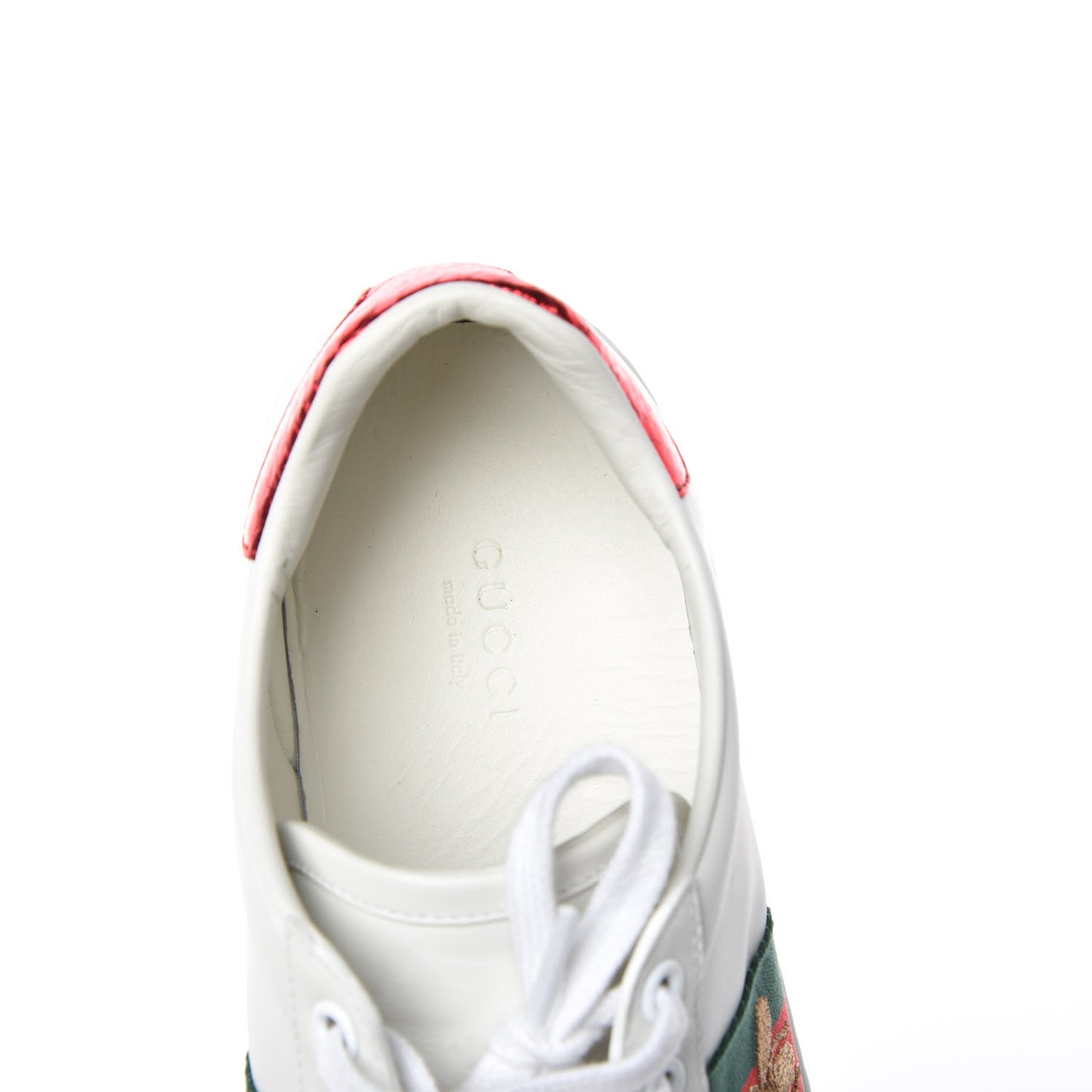 Calfskin Ayers Bee Embroidered Womens Ace Sneakers 37.5 White Green
