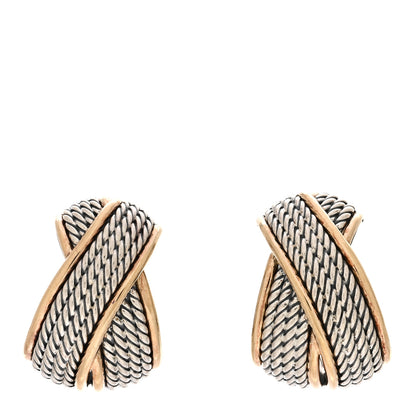David Yurman 18K Yellow Gold Sterling Silver Origami Shrimp Earrings 1 of 4