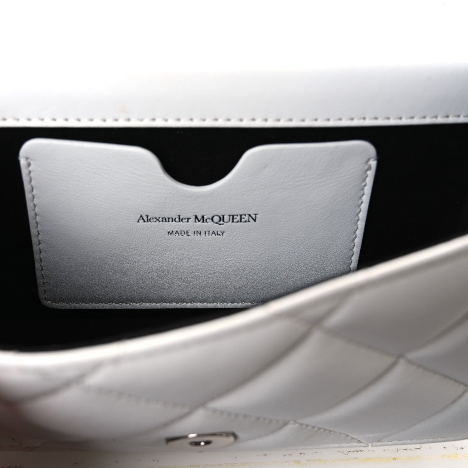 Alexander McQueen Lambskin Quilted Graffiti Skull Knuckle Crossbody White Black 6 of 11