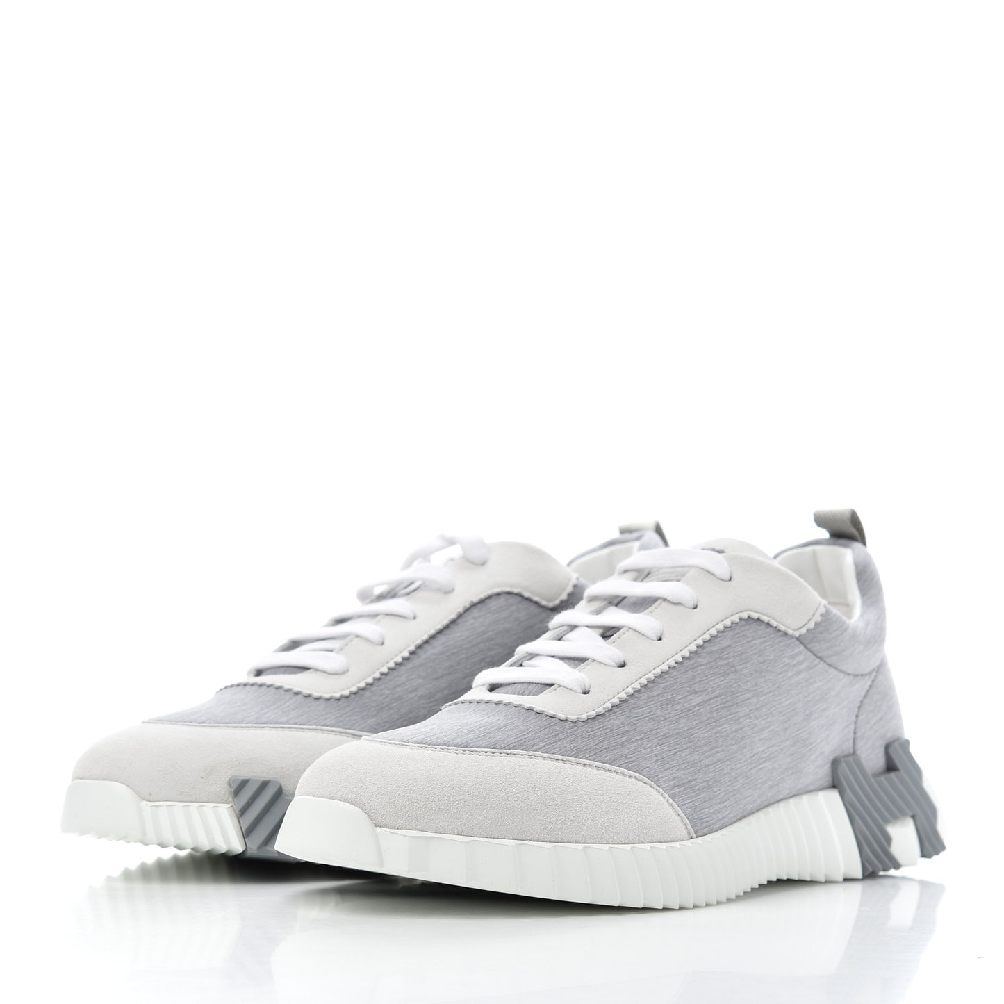 Technical Canvas Suede Goatskin Mens Bouncing Sneakers 44 Gris White