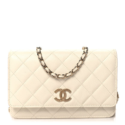 Chanel Caviar Quilted Chain CC Wallet On Chain WOC White 1 of 13