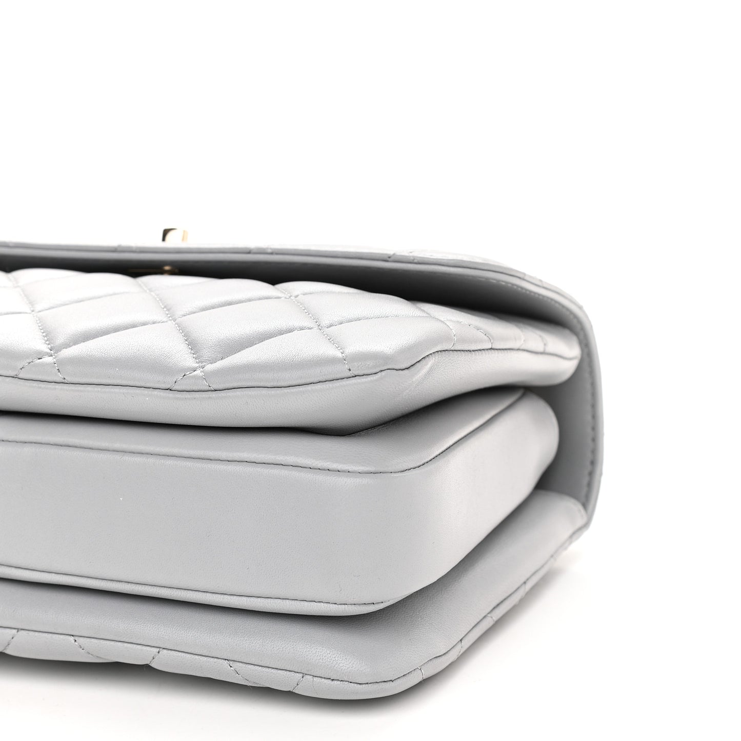 Lambskin Quilted Small Trendy CC Flap Dual Handle Bag Grey