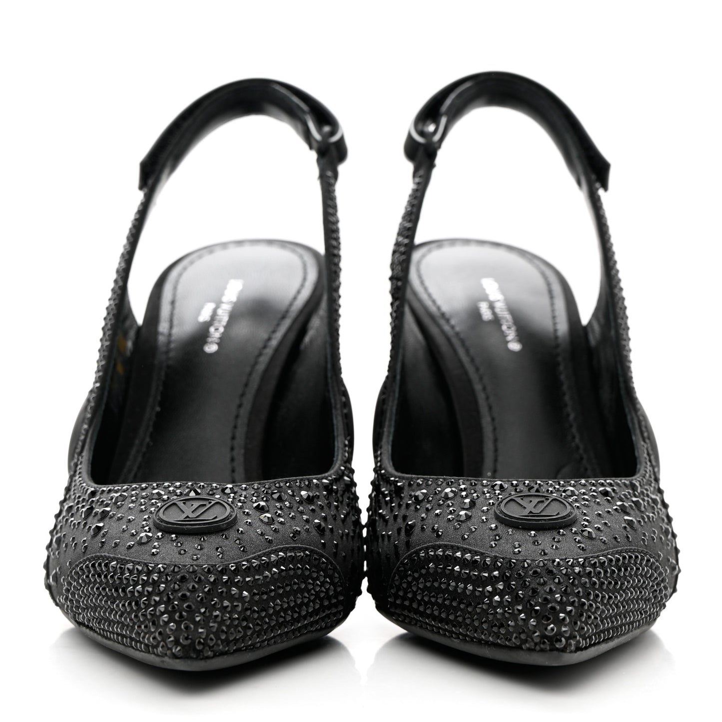 Satin Embellished Archlight Slingback Pumps 37 Black