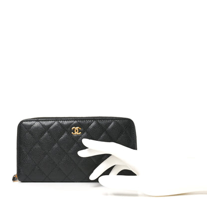 Chanel Caviar Quilted Large Gusset Zip Around Wallet Black 2 of 9