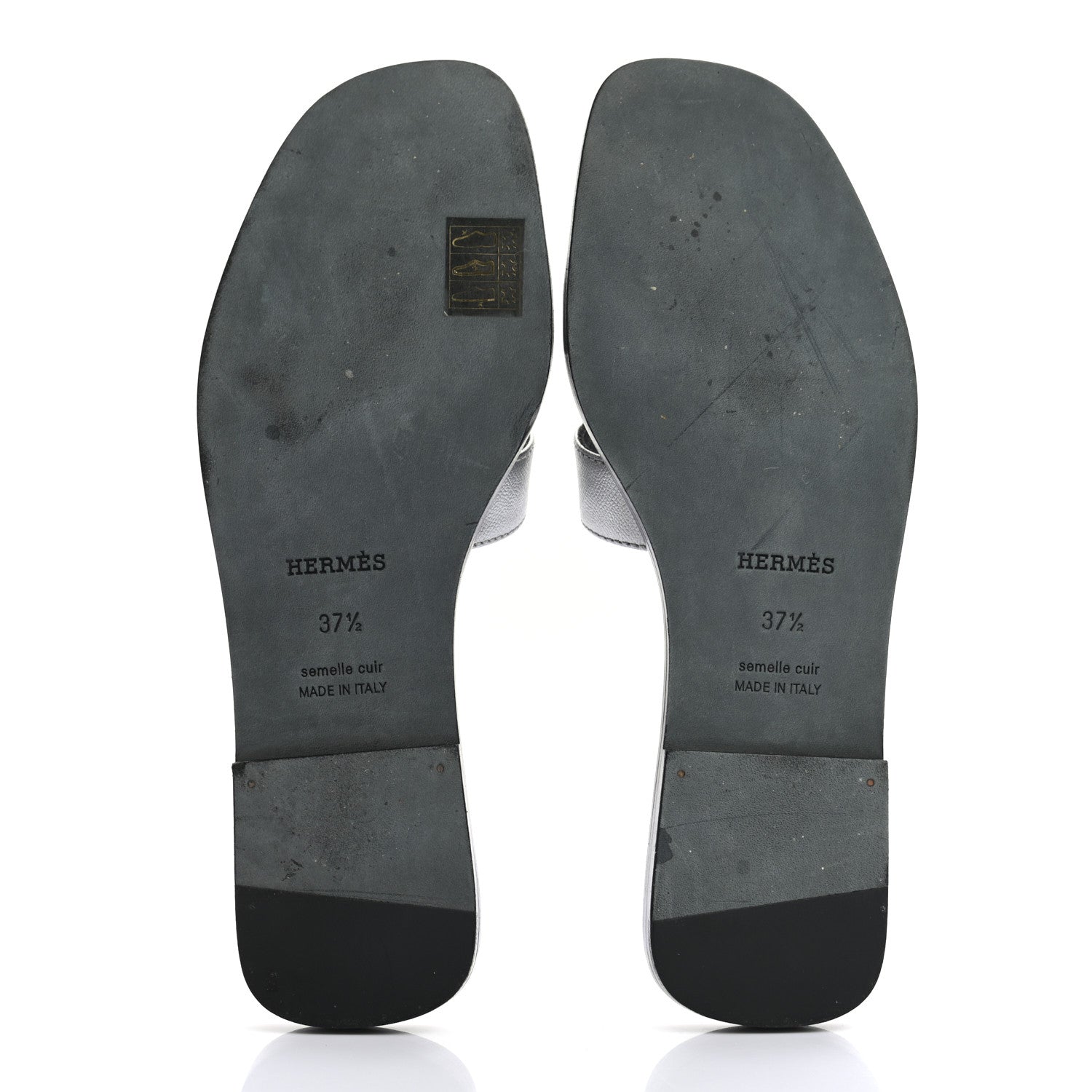 Hermes Metallic Epsom Oran Sandals 37.5 Gris Argente 5 of 12