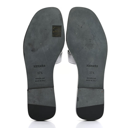 Hermes Metallic Epsom Oran Sandals 37.5 Gris Argente 5 of 12