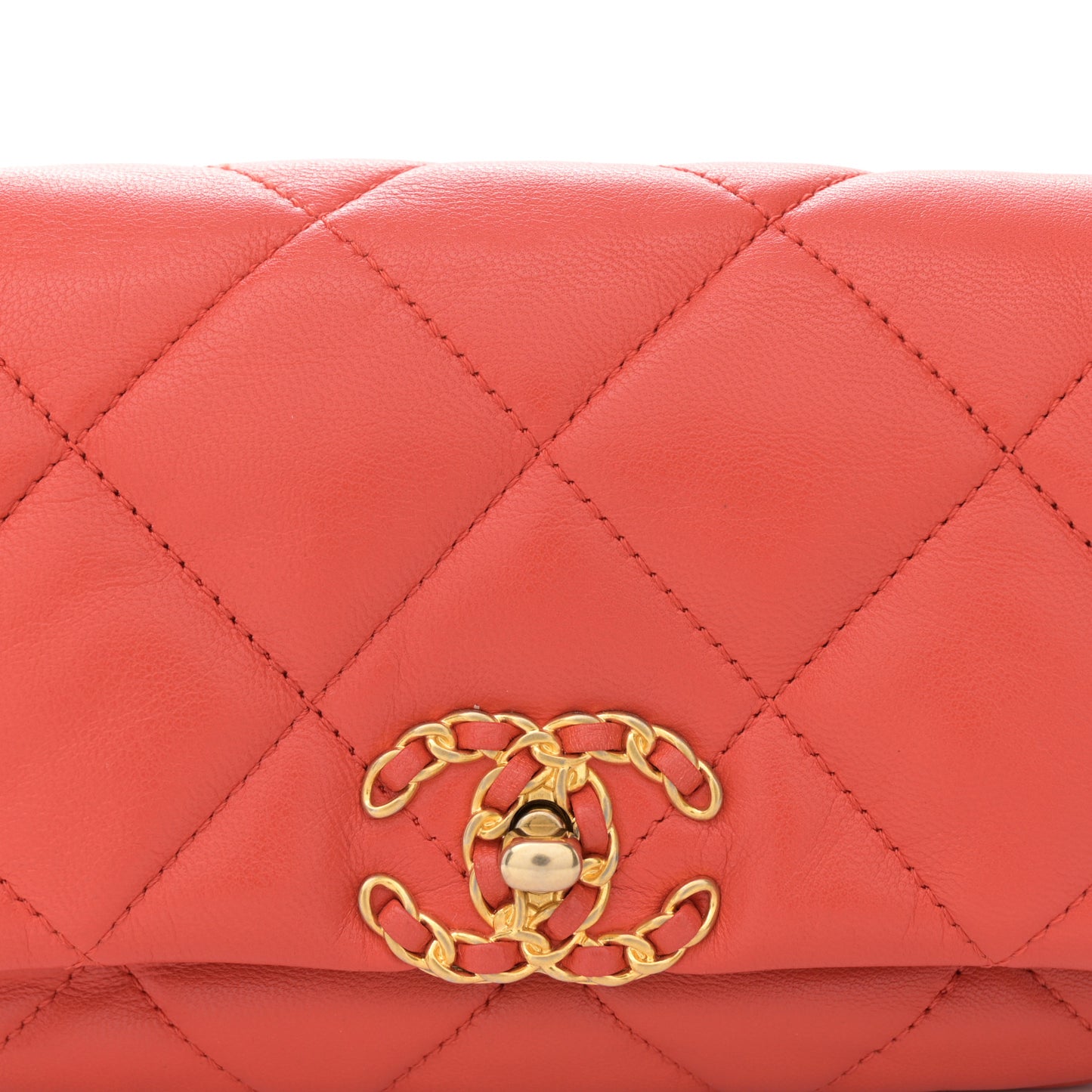 Goatskin Quilted Chanel 19 Waist Bag Red