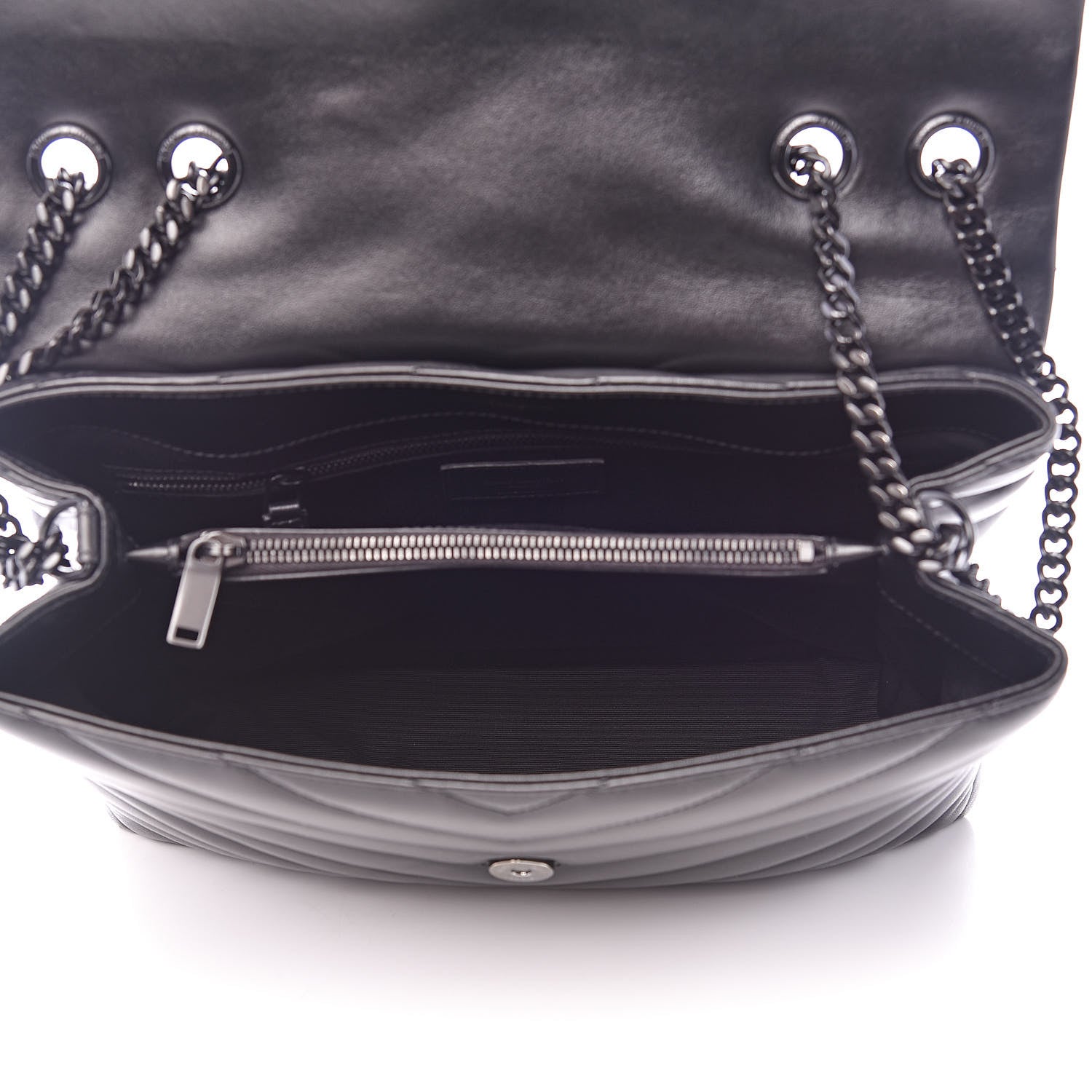 Saint Laurent Calfskin Y Quilted Monogram Medium Loulou Chain Satchel Black 5 of 10