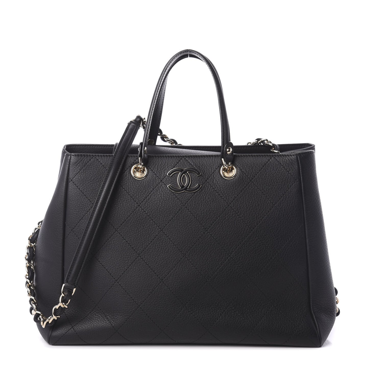 Bullskin Stitched Medium Shopping Bag Black
