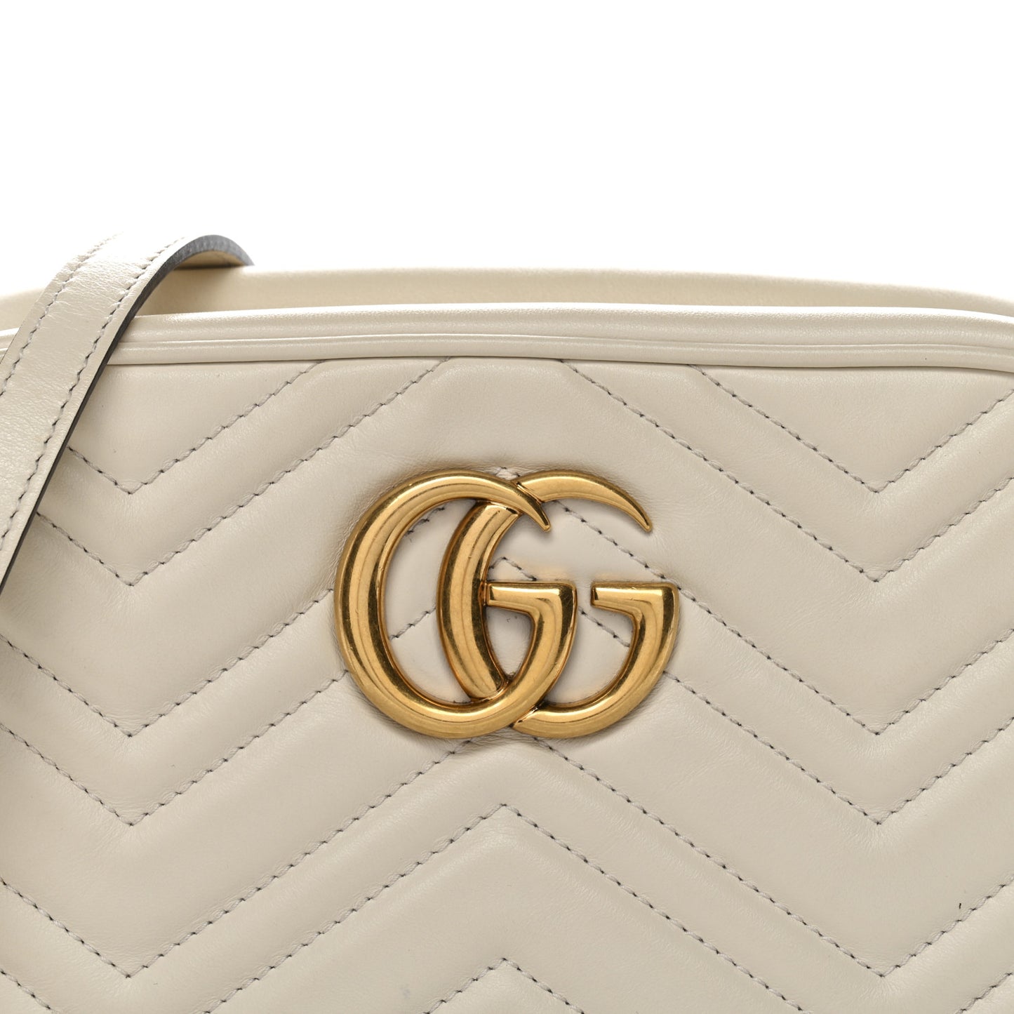 Calfskin Matelasse Small GG Marmont Chain Shoulder Bag White