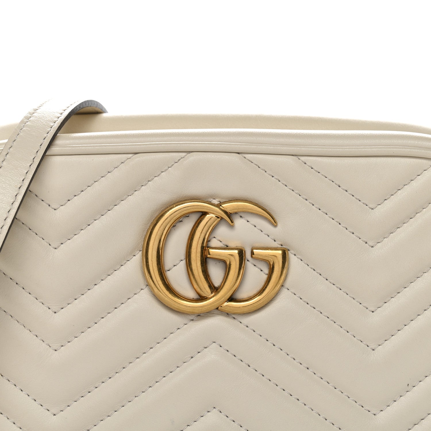 Gucci Calfskin Matelasse Small GG Marmont Chain Shoulder Bag White 7 of 11