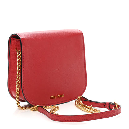 Miu Miu Goatskin Madras Shoulder Bag Fuoco 3 of 8