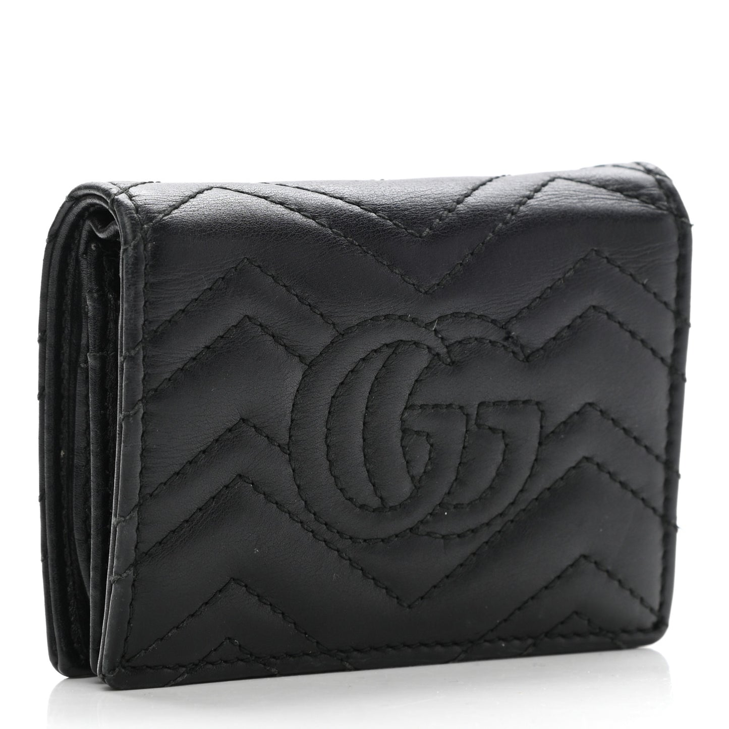 Calfskin Matelasse GG Marmont Card Case Wallet Black