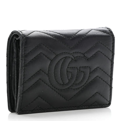 Gucci Calfskin Matelasse GG Marmont Card Case Wallet Black 3 of 12
