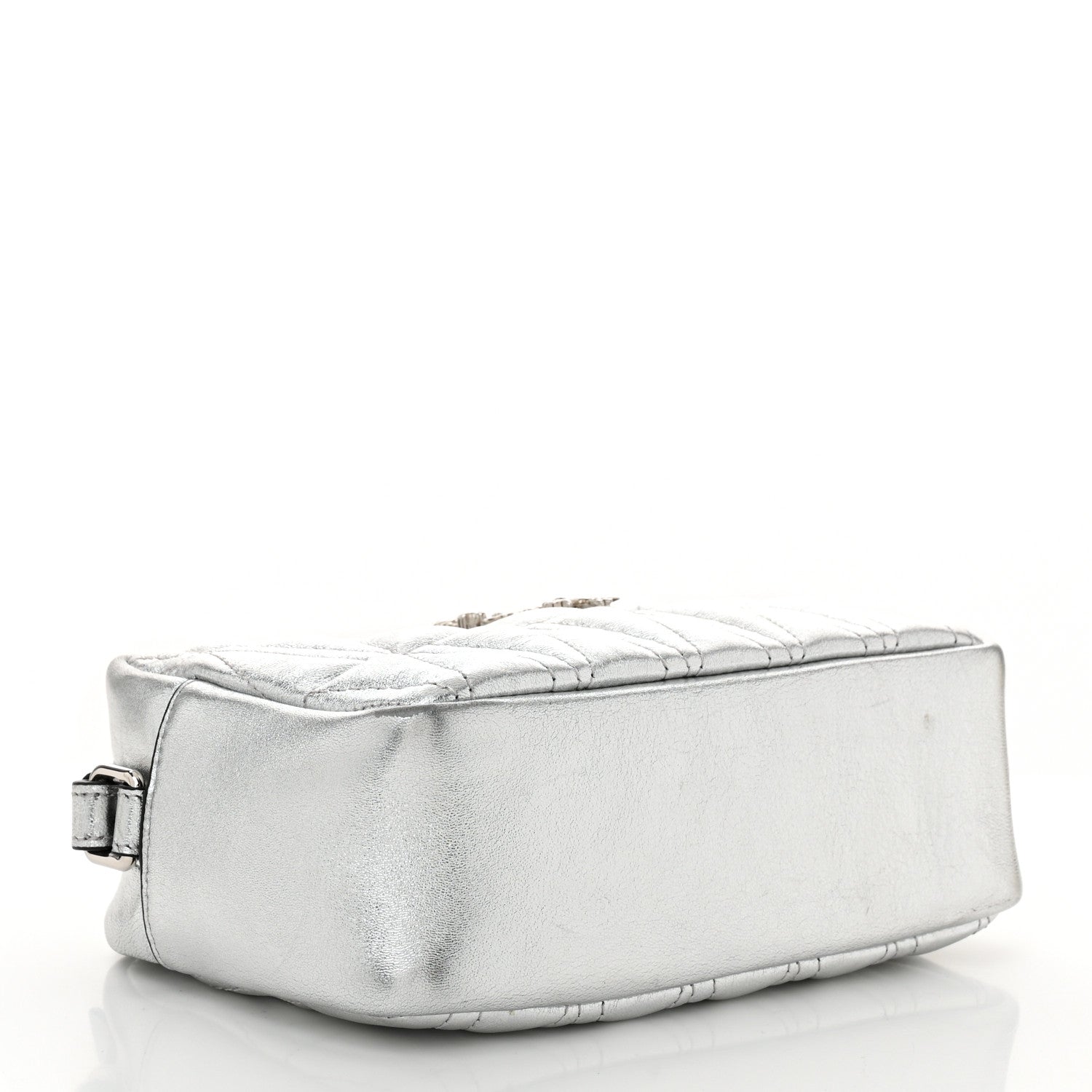 Versace Metallic Nappa Quilted Virtus Mini Camera Bag Silver 4 of 10