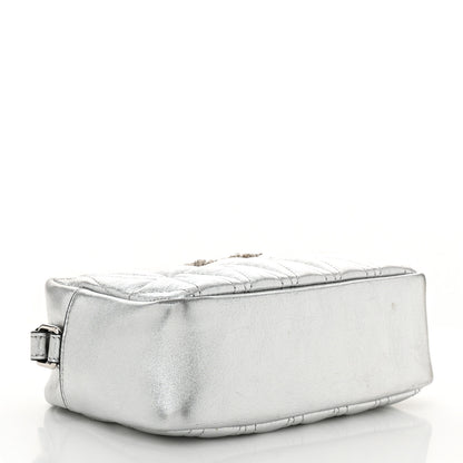 Versace Metallic Nappa Quilted Virtus Mini Camera Bag Silver 4 of 10