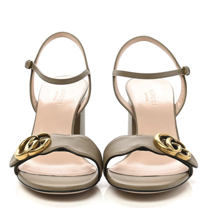 Gucci Lifford Calfskin GG Marmont Ankle Wrap 75mm Sandals 36.5 Mud 2 of 8