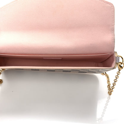Louis Vuitton Damier Azur Pochette Felicie Chain Wallet Rose Ballerine 6 of 11