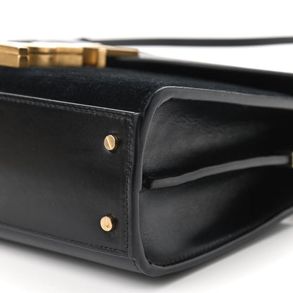 Saint Laurent Suede Leopard Print Mini Classic Monogram Cassandra Top Handle Manto Naturale Black 8 of 10