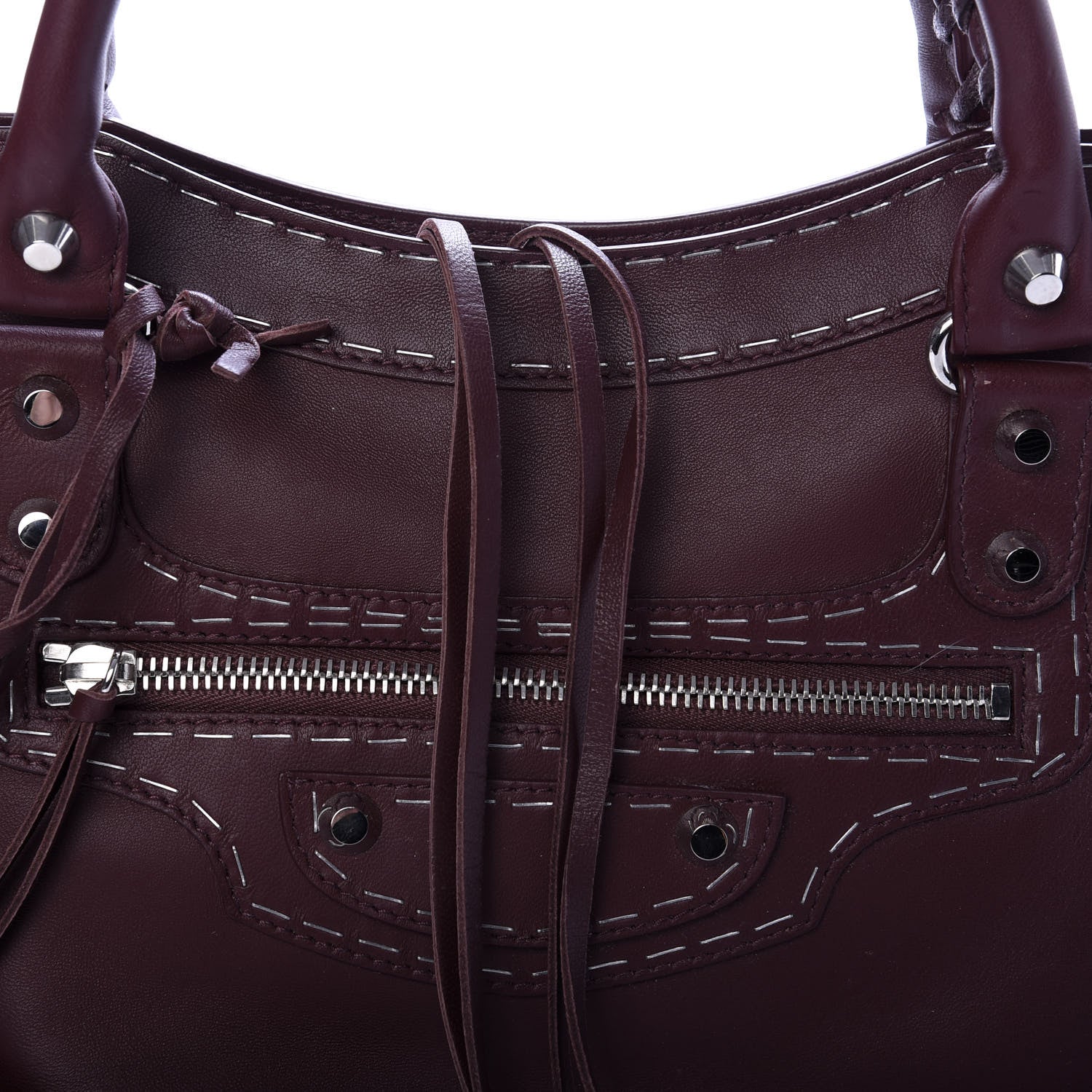 Balenciaga Calfskin Topstitch Classic Silver Hardware City Rouge Lie De Vin 10 of 10
