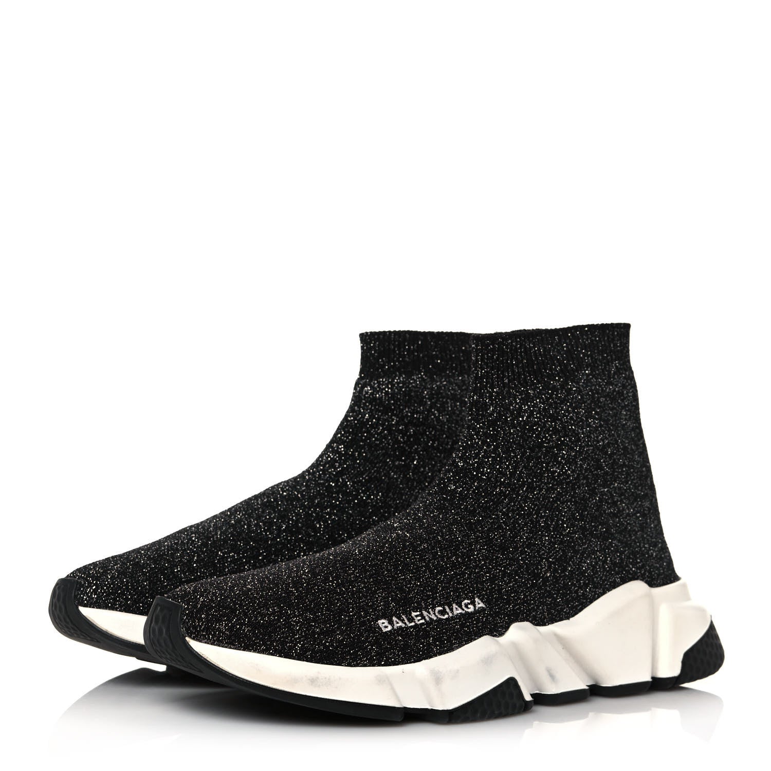 Balenciaga Knit Metal Womens Speed Sneakers 38 Black Gold 3 of 7