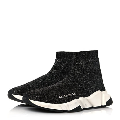 Balenciaga Knit Metal Womens Speed Sneakers 38 Black Gold 3 of 7