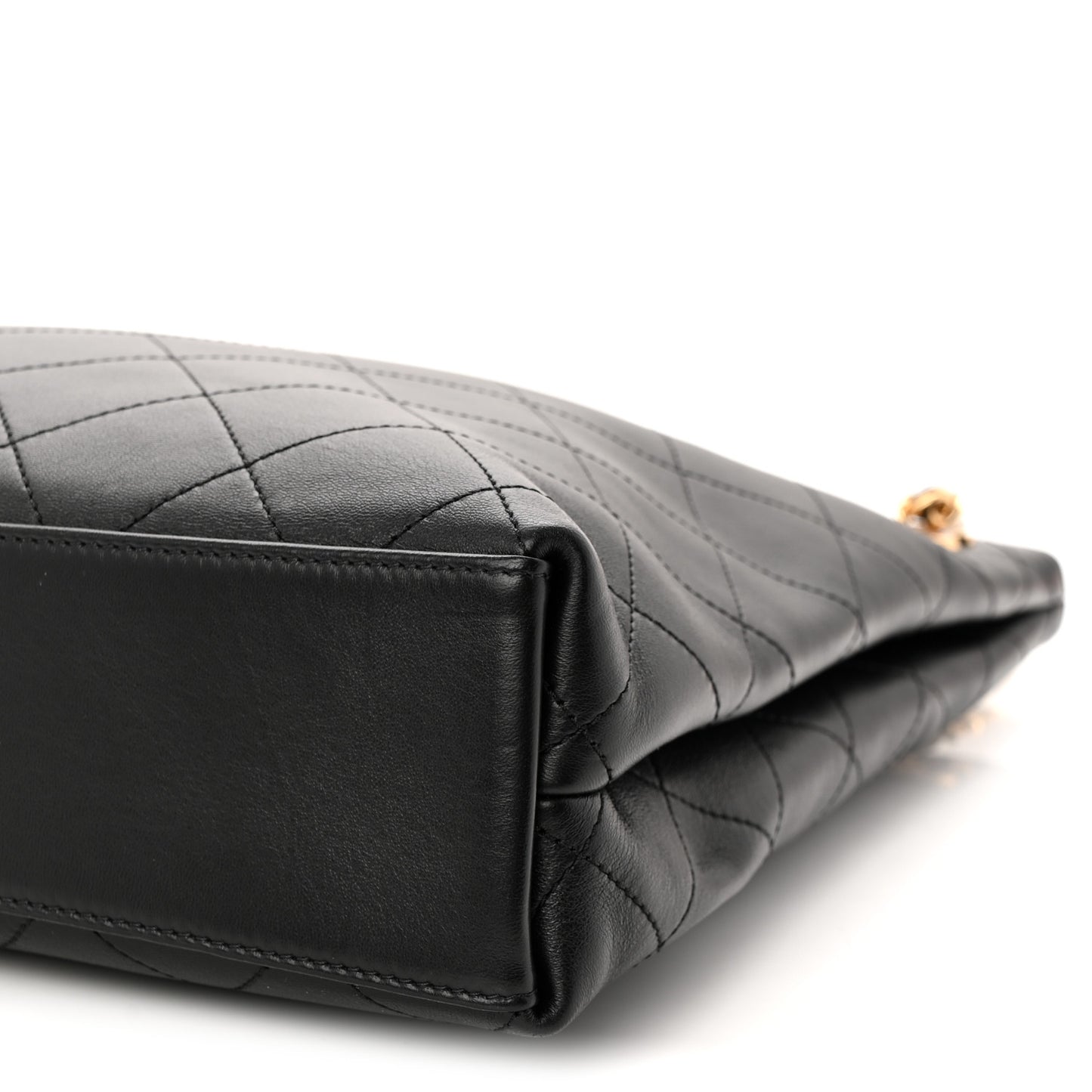 Lambskin Quilted Shopping Tote Black