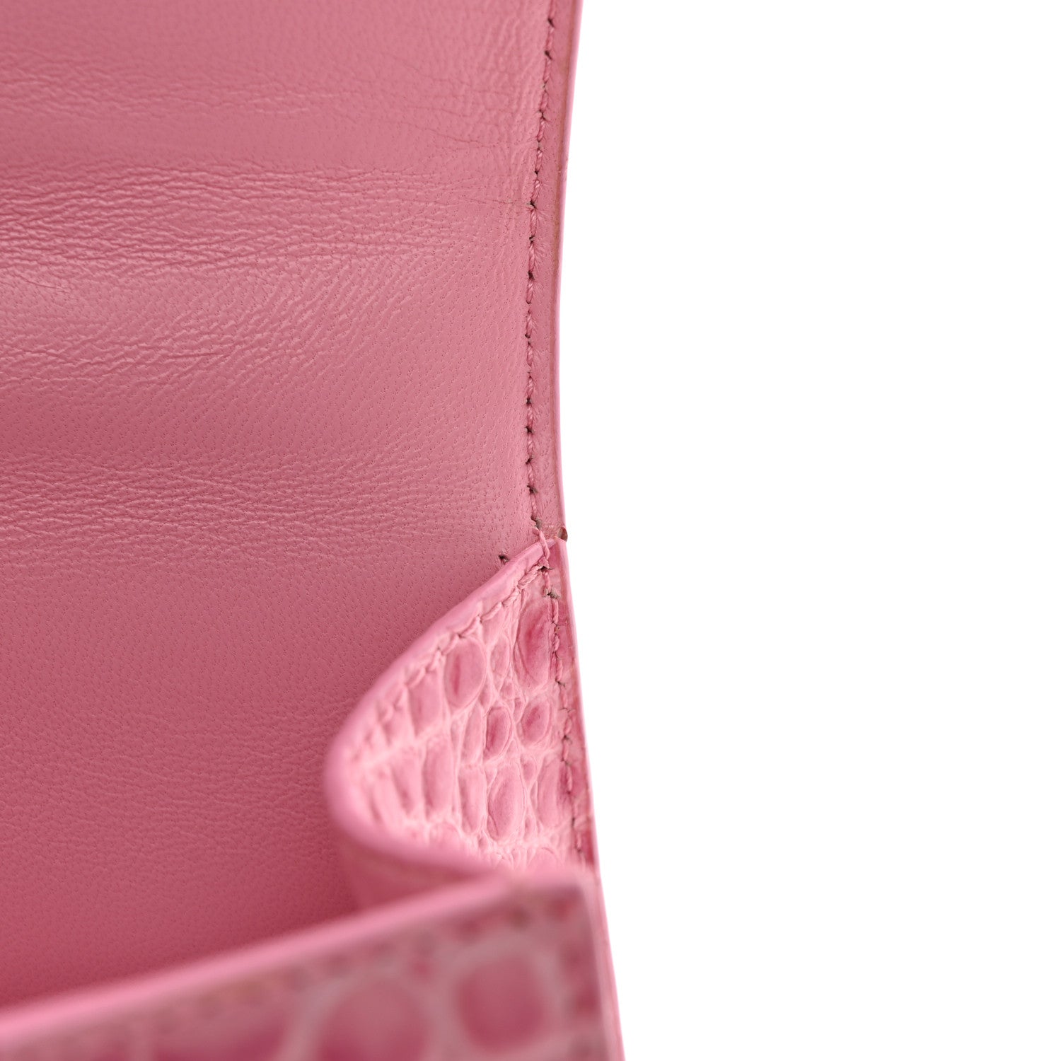Balenciaga Shiny Calfskin Crocodile Embossed Hourglass Top Handle Bag XS Sweet Pink 10 of 13