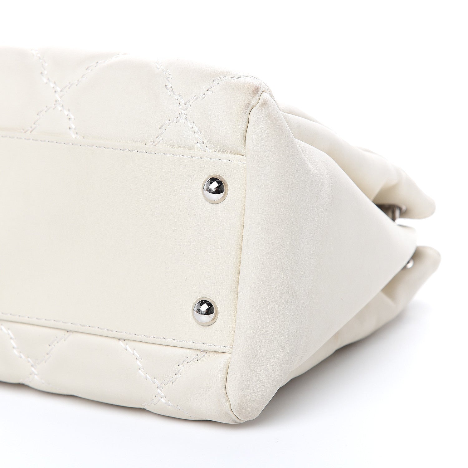 Chanel Calfskin Double Stitch Large Hamptons Flap Bag White 12 of 20