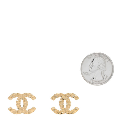 Chanel Metal Textured CC Earrings Gold 2 of 4