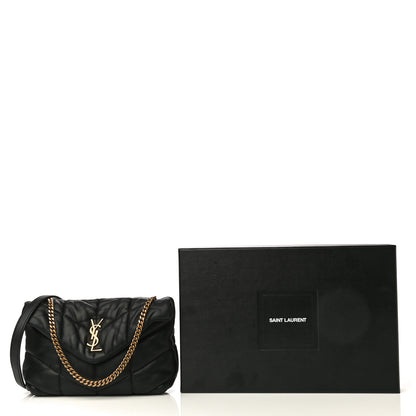 Saint Laurent Lambskin Quilted Toy Loulou Puffer Monogram Chain Satchel Black 15 of 15