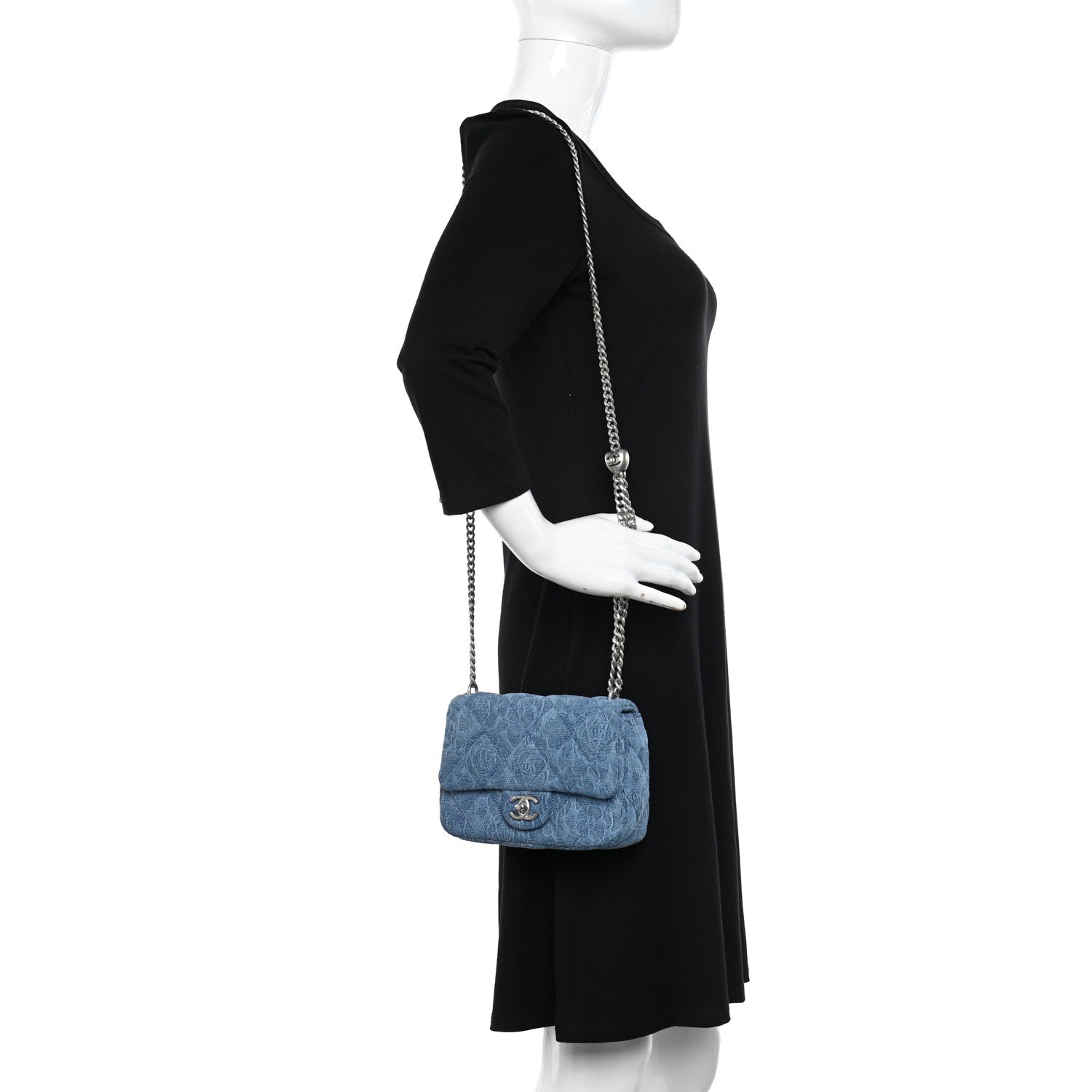 Chanel Denim Quilted Camellia Sweetheart Mini Flap Blue 2 of 10