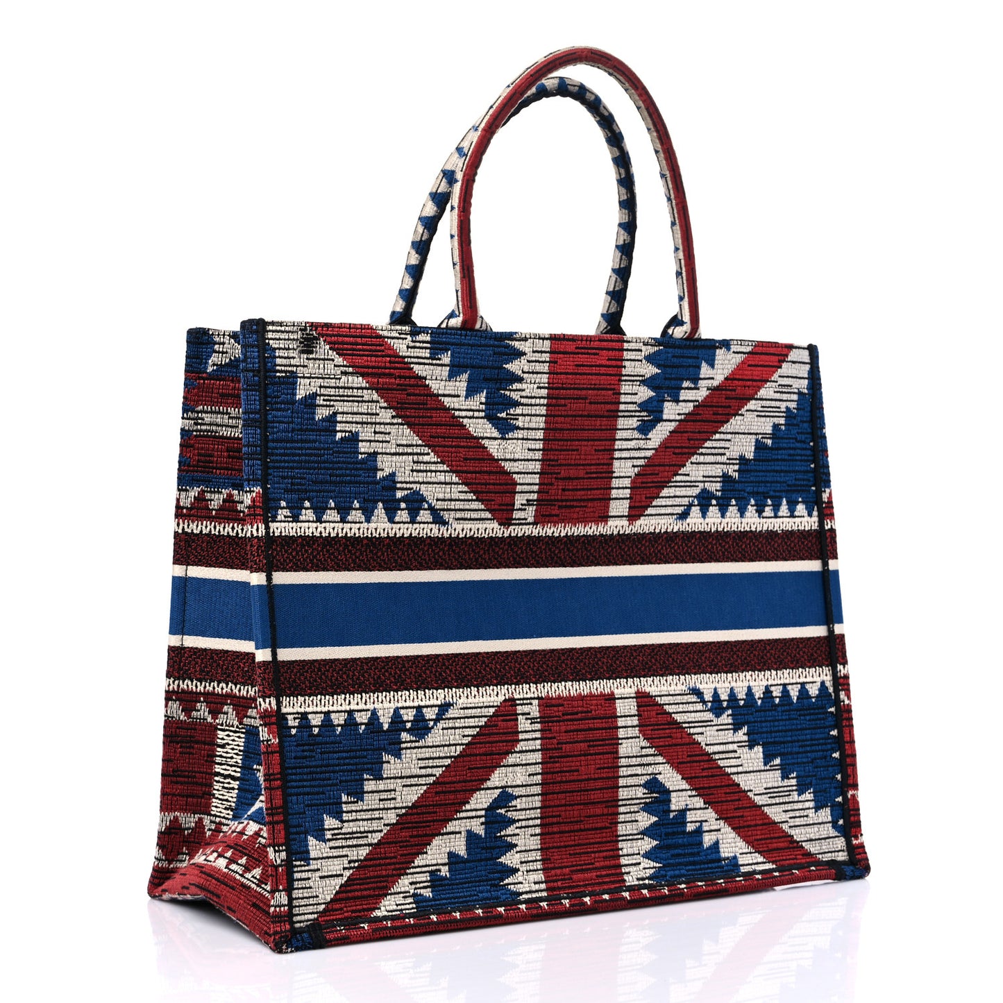 Canvas Embroidered Exclusive Union Jack Book Tote Blue Multicolor