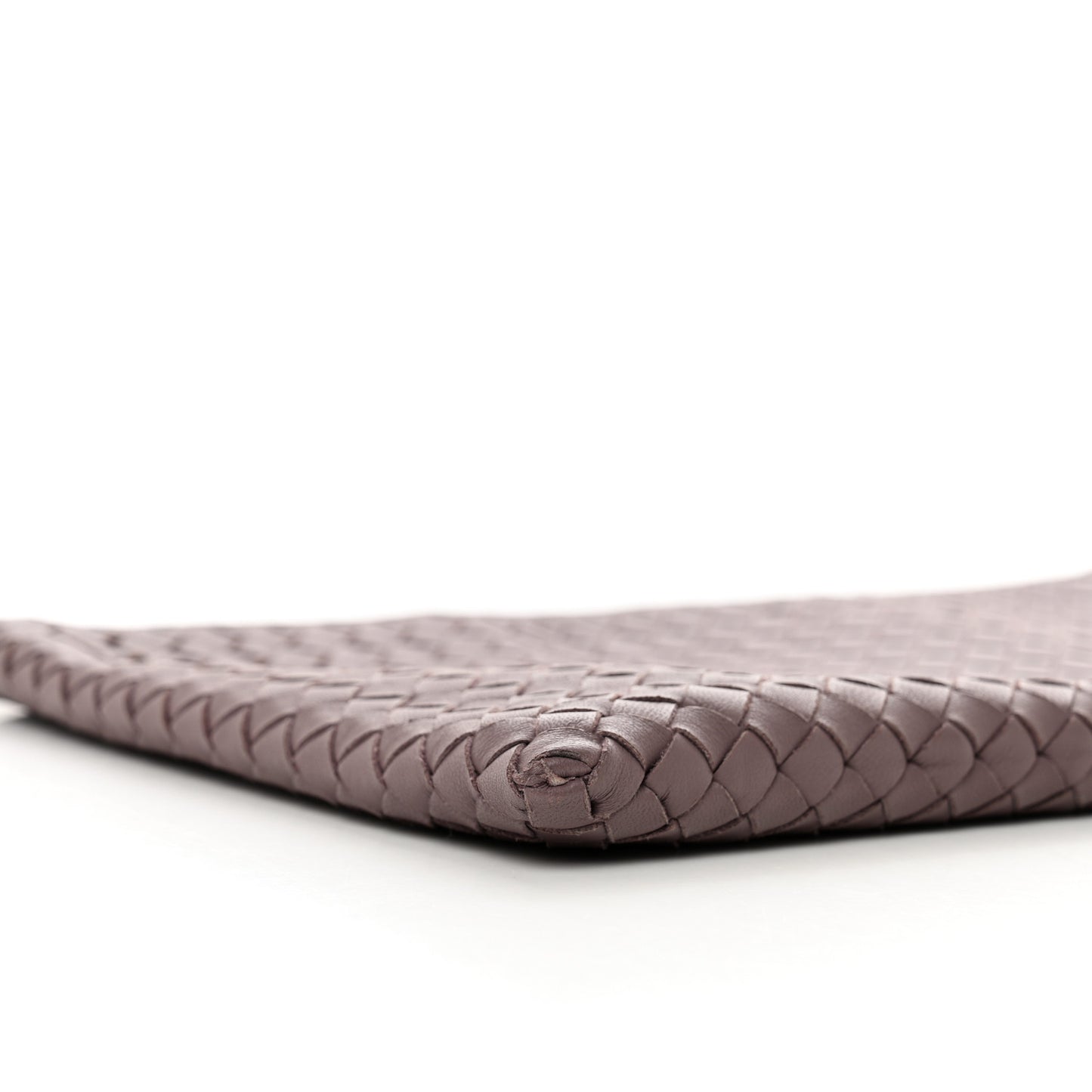 Nappa Intrecciato Large Flat Zip Billetto Pouch Brown